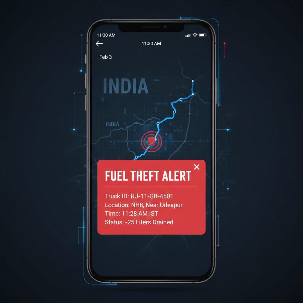 Fuel Theft Alert Notification Interface