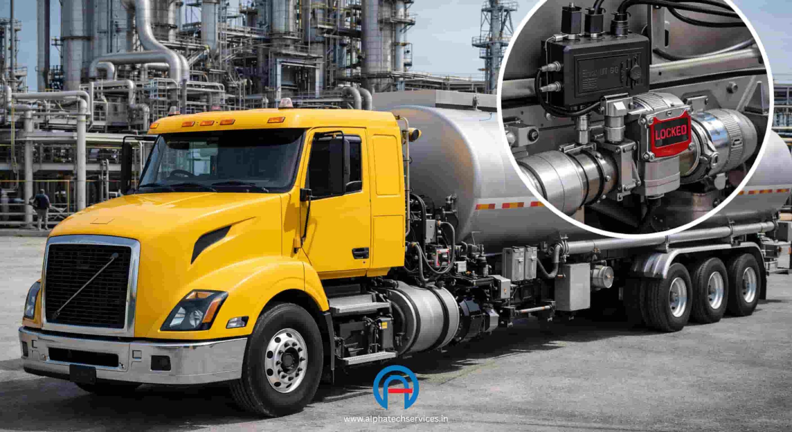 Industrial explosion-proof GPS tracking device installed on a commercial fuel tanker