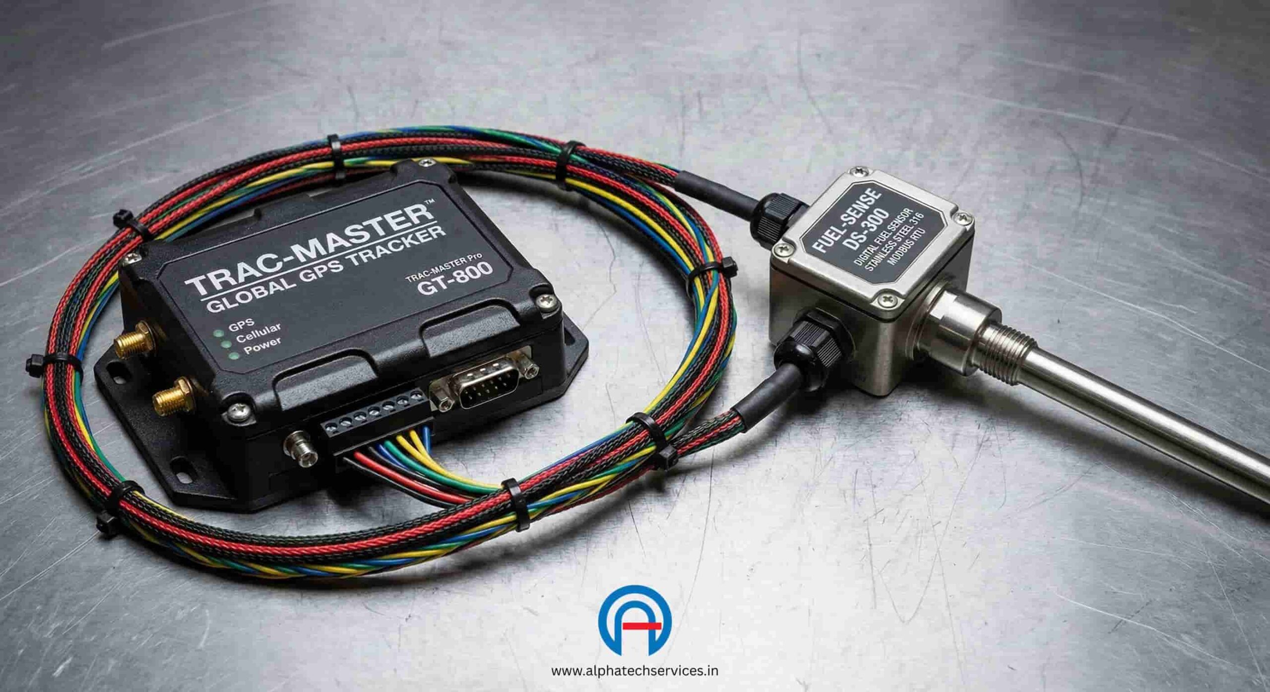 Heavy duty AIS-140 GPS tracker with capacitive fuel level sensor for commercial transport